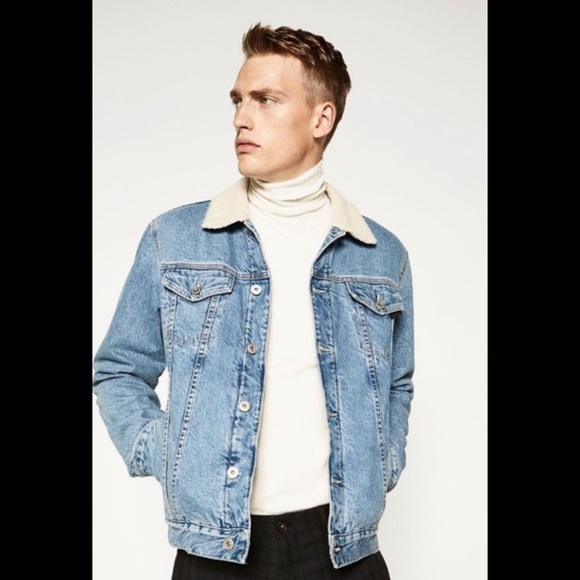 Zara Other - Zara Blue Denim Jacket with Cream Collar